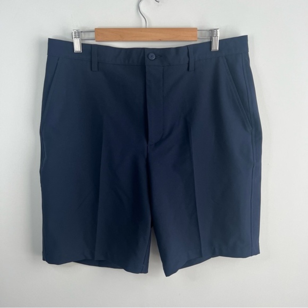 Footjoy Shorts Mens 36 Navy Blue Chino Golf Performance Stretch Logo 10” Inseam